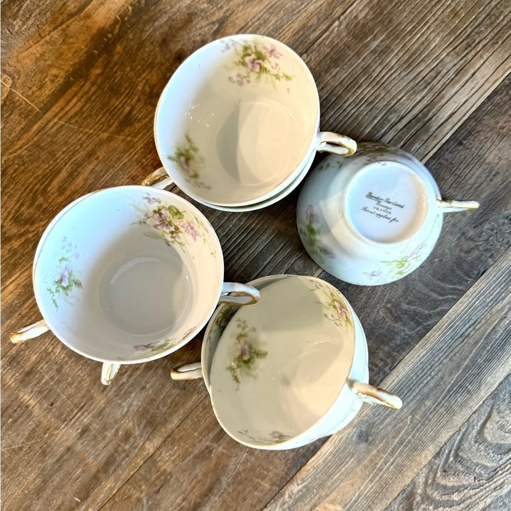 Limoges Violet and Gold Tea Cup